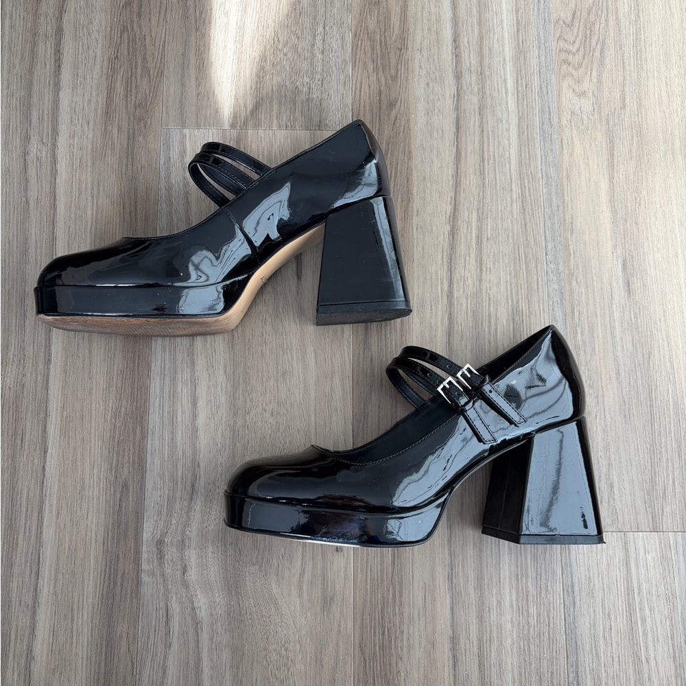 ALDO Black Patent Leather Platform Mary Jane Heels - Picture 3 of 7